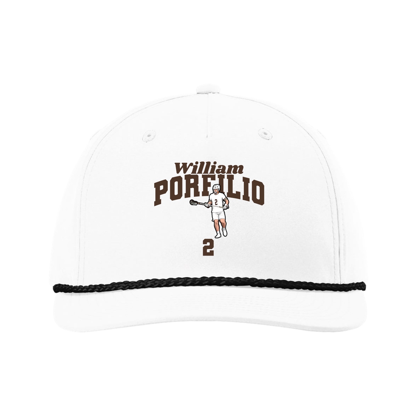 Five-Panel Classic Rope Cap — Signature Arch in White