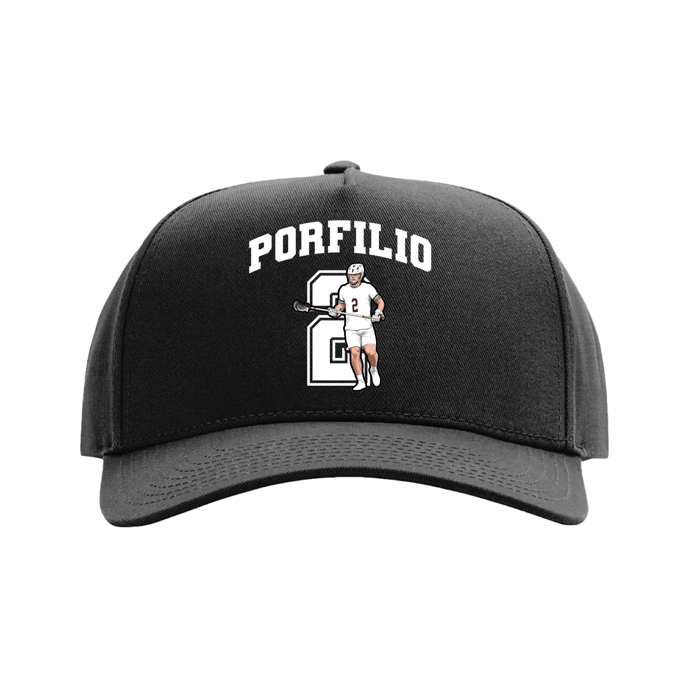 Full Fabric Five-Panel Champ Cap — Number in Black