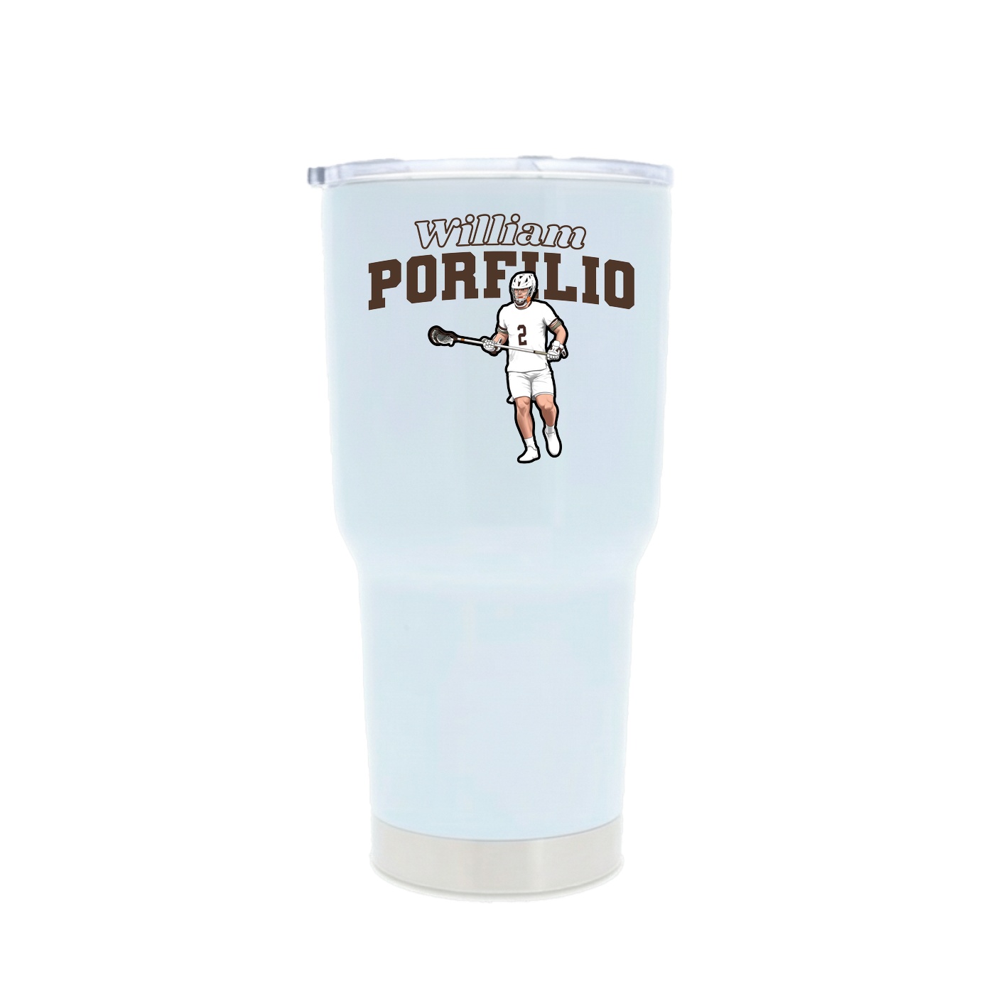 30oz Stainless Steel Tumbler — Name Arch in White