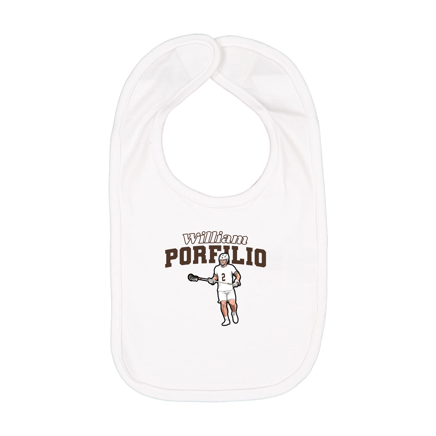 Infant Bib — Name Arch in White
