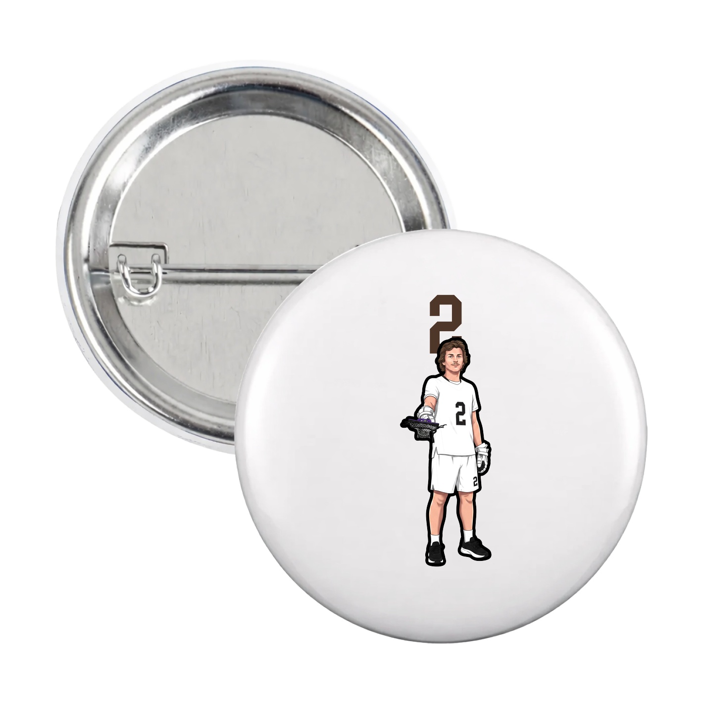 Game Day Button — Number Top in White