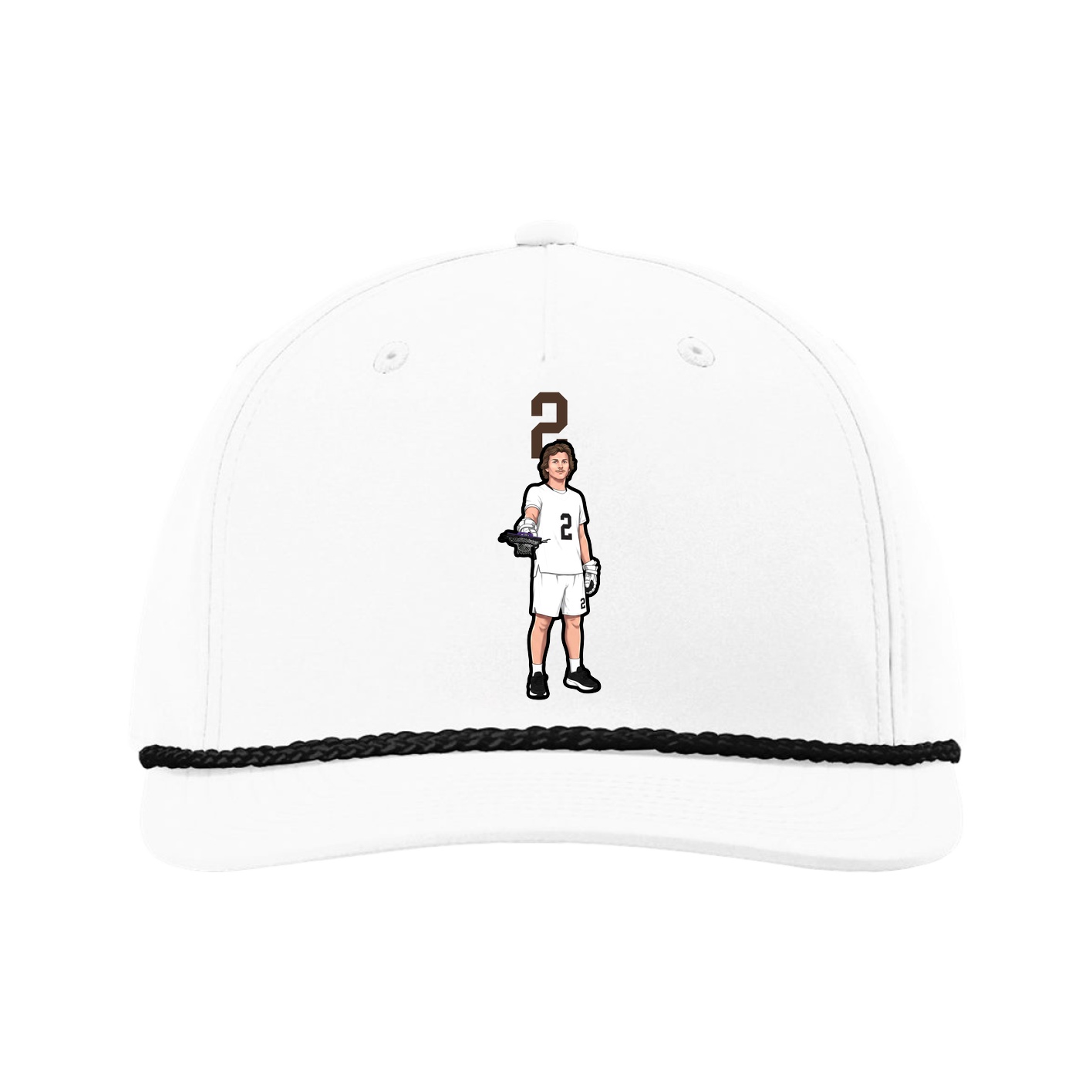 Five-Panel Classic Rope Cap — Number Top in White