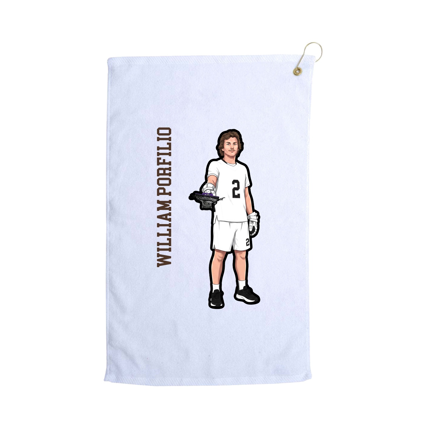 Golf Towel — Name Vertical in White