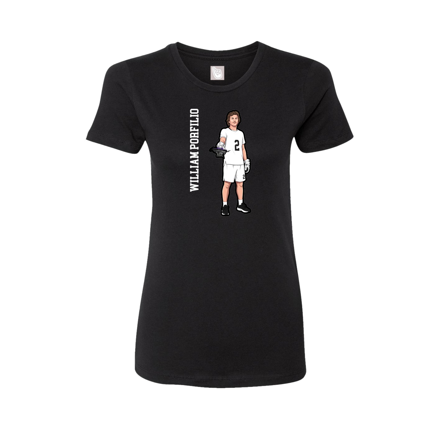 Fitted Women's Tee — Name Vertical in Black