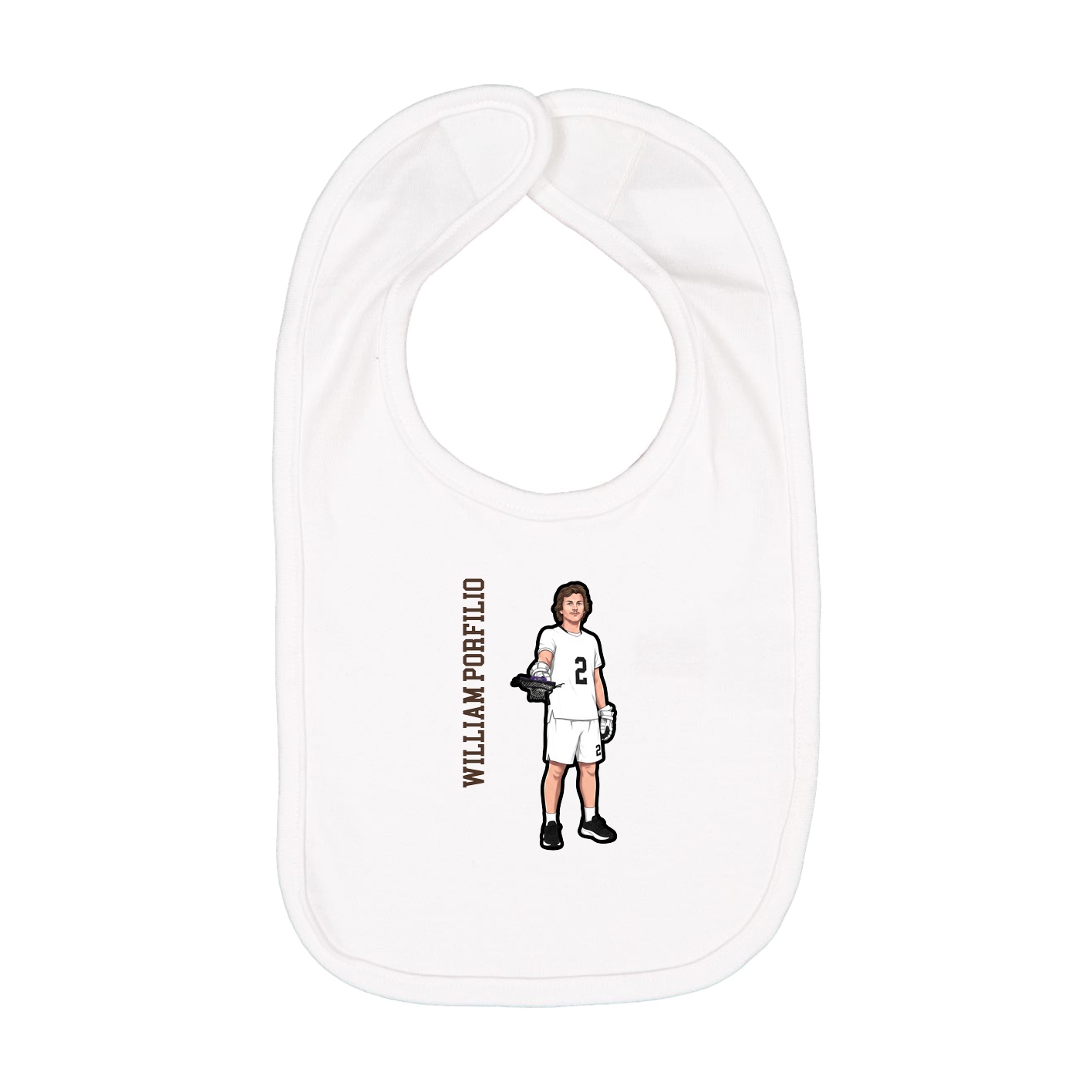 Infant Bib — Name Vertical in White