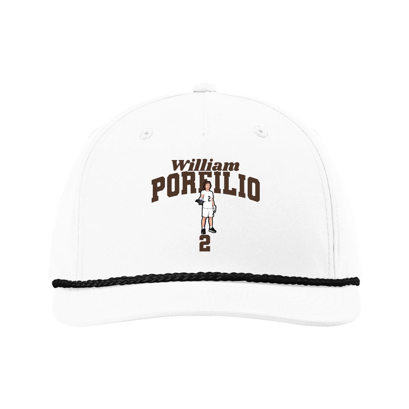 Five-Panel Classic Rope Cap — Signature Arch in White