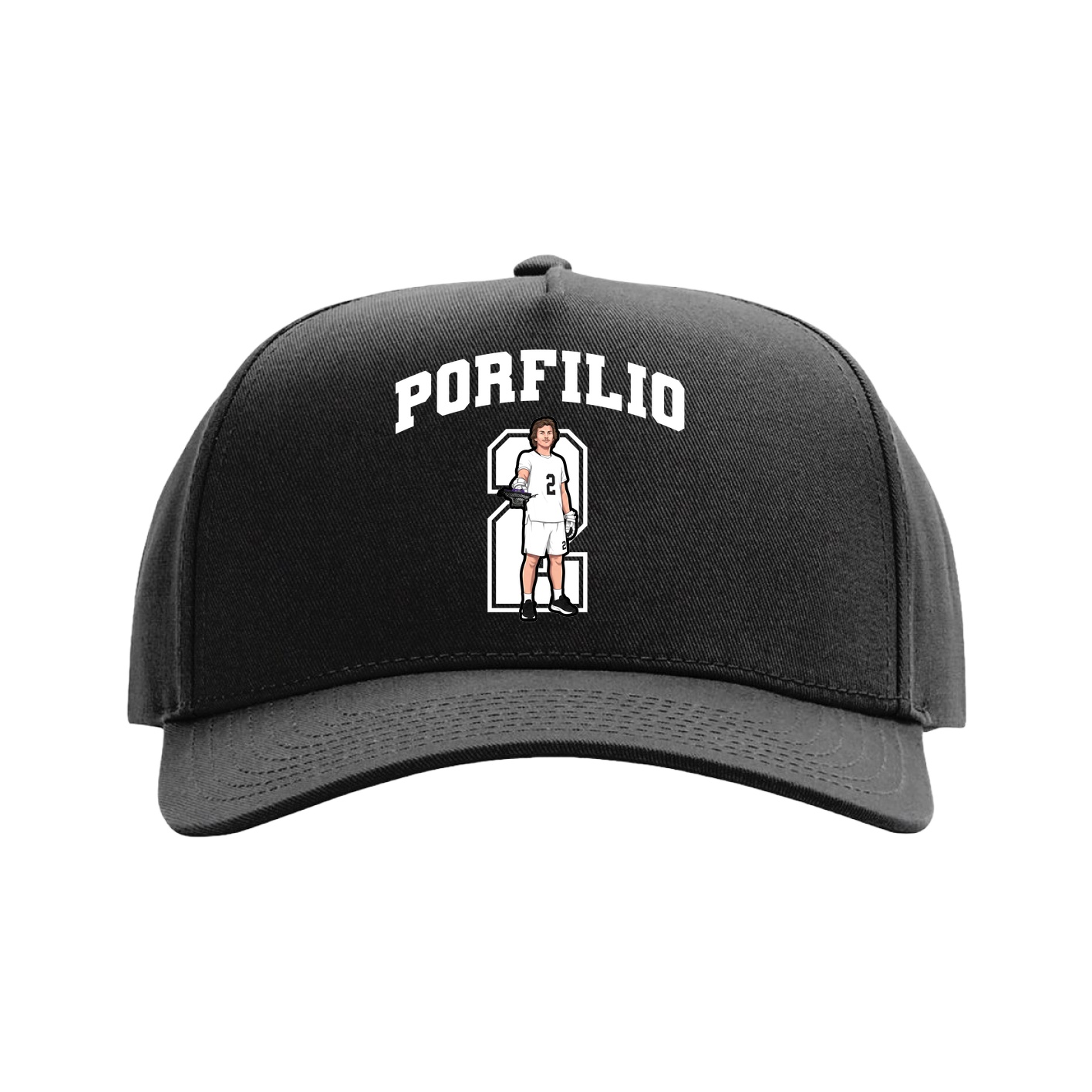 Full Fabric Five-Panel Champ Cap — Number in Black