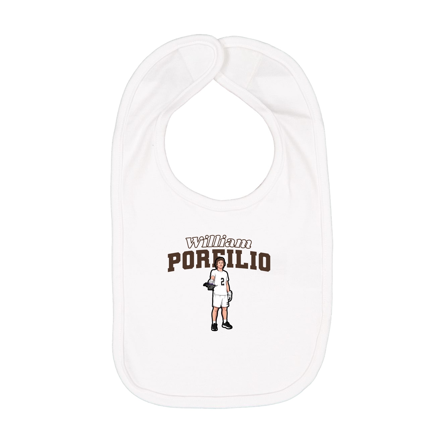 Infant Bib — Name Arch in White