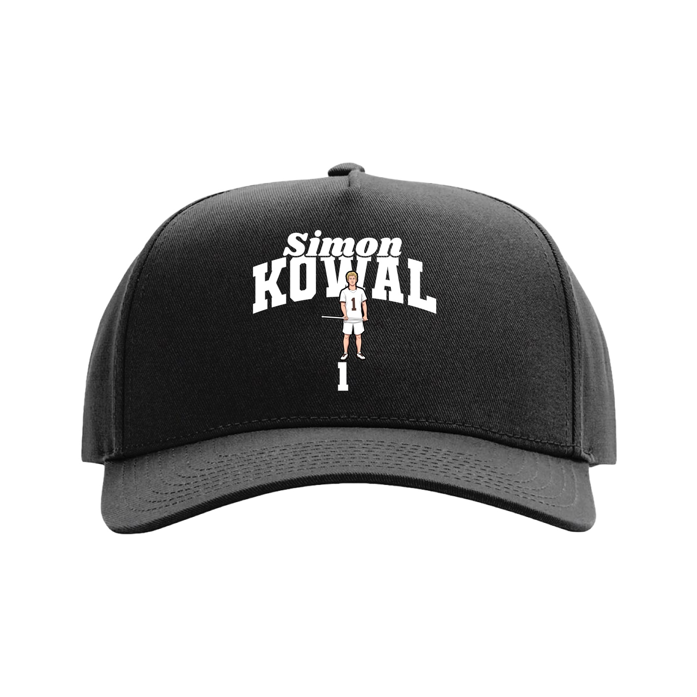 Full Fabric Five-Panel Champ Cap — Signature Arch in Black
