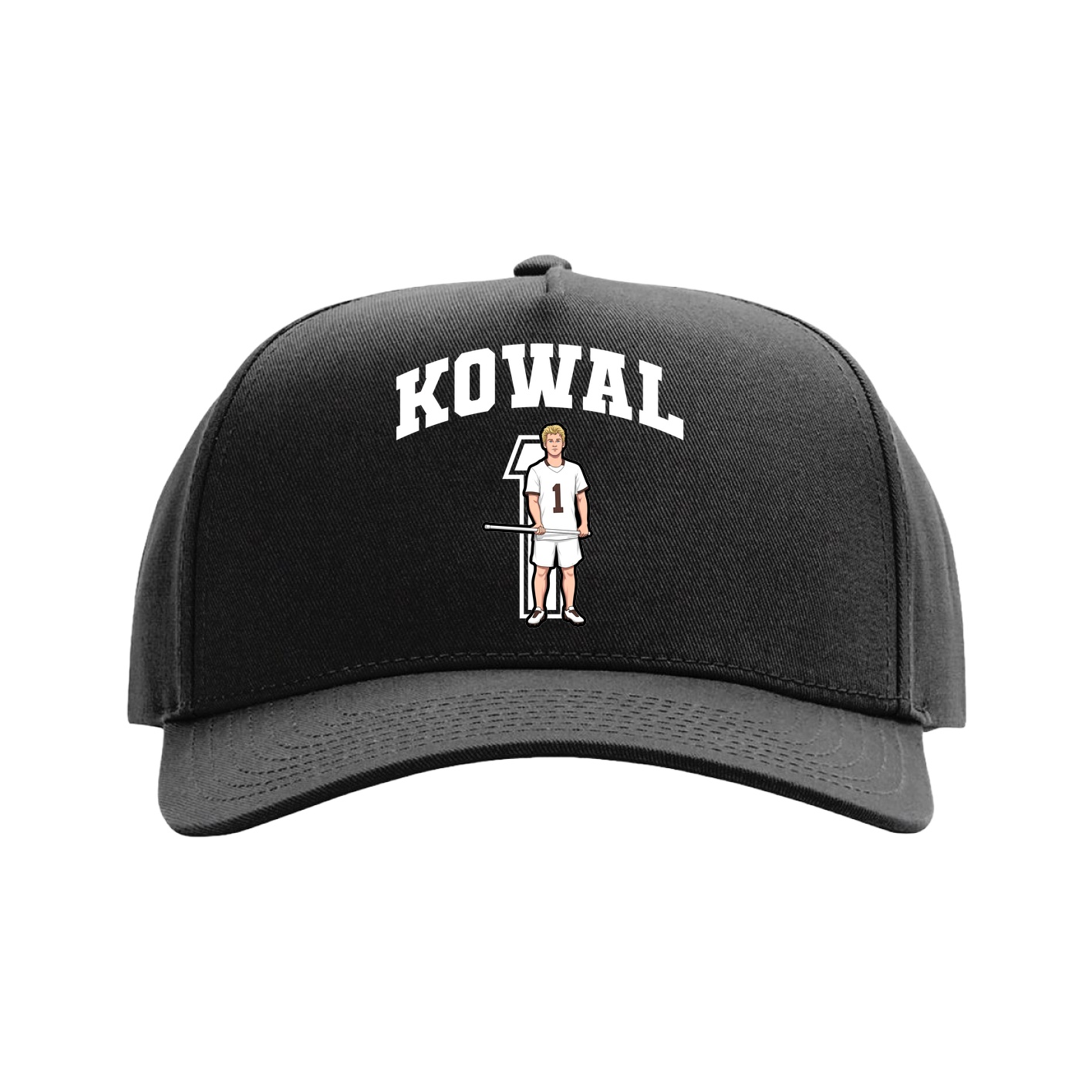 Full Fabric Five-Panel Champ Cap — Number in Black