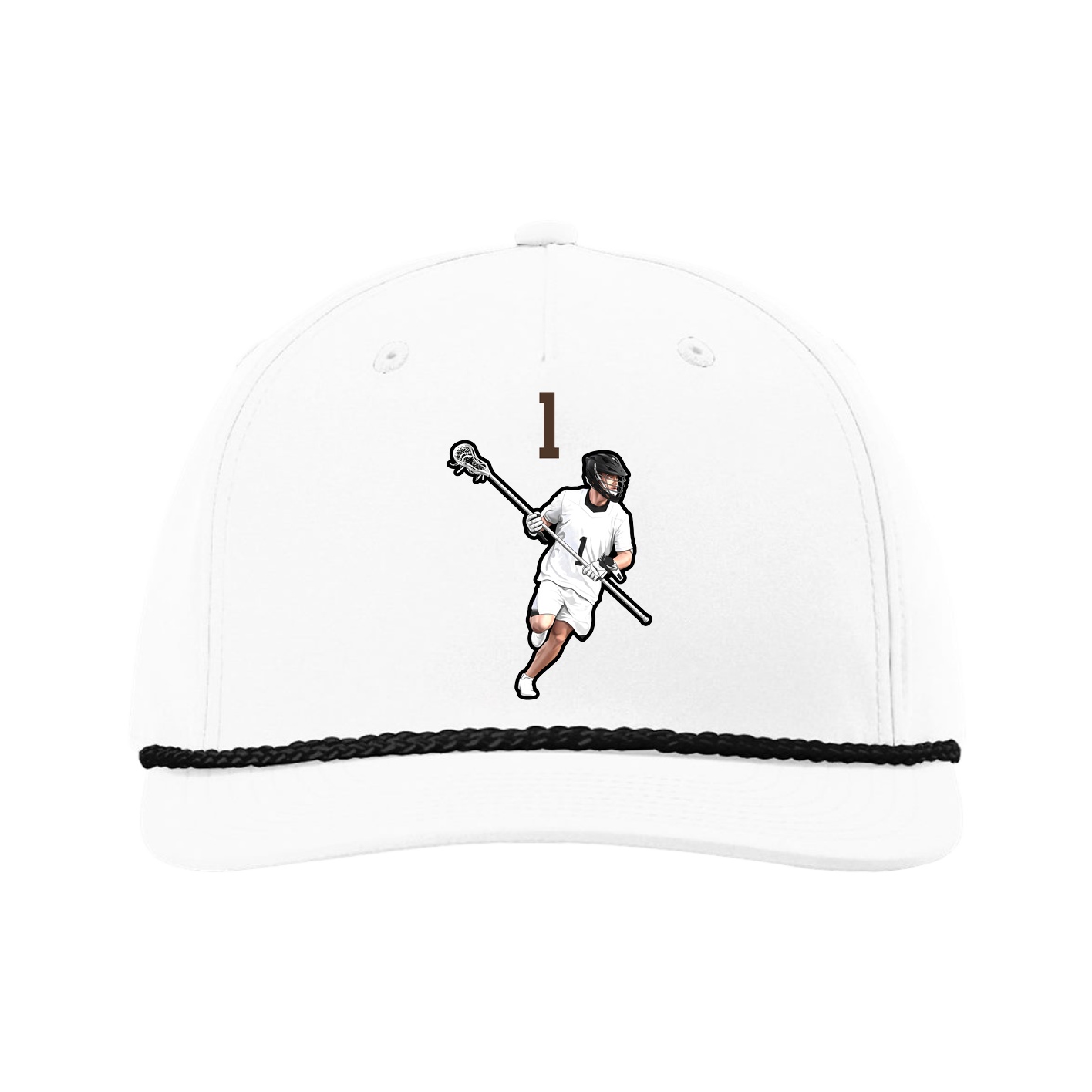 Five-Panel Classic Rope Cap — Number Top in White
