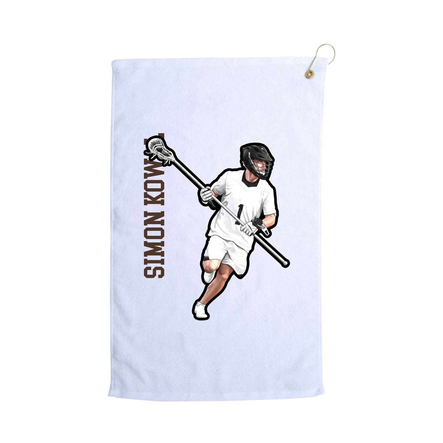 Golf Towel — Name Vertical in White