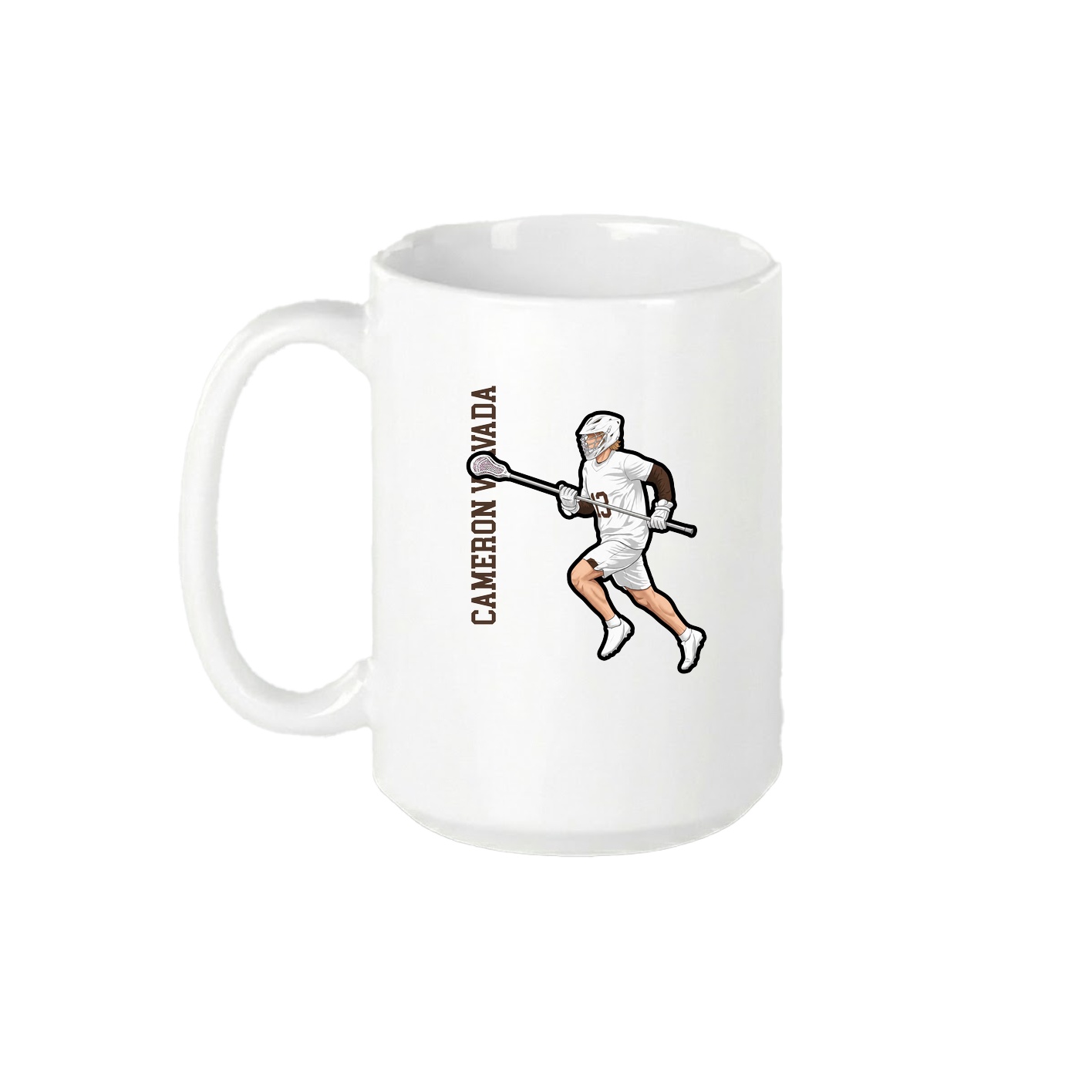 15oz Coffee Mug — Name Vertical in White