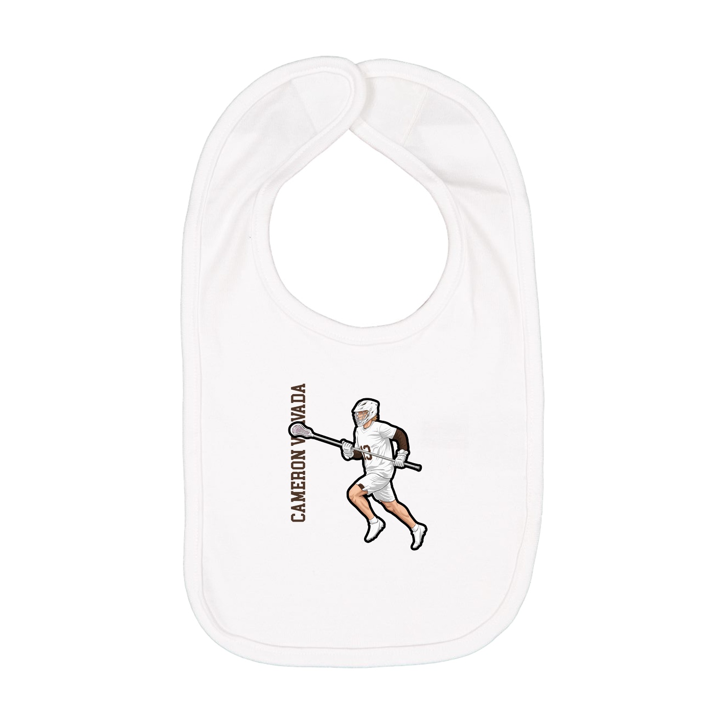 Infant Bib — Name Vertical in White