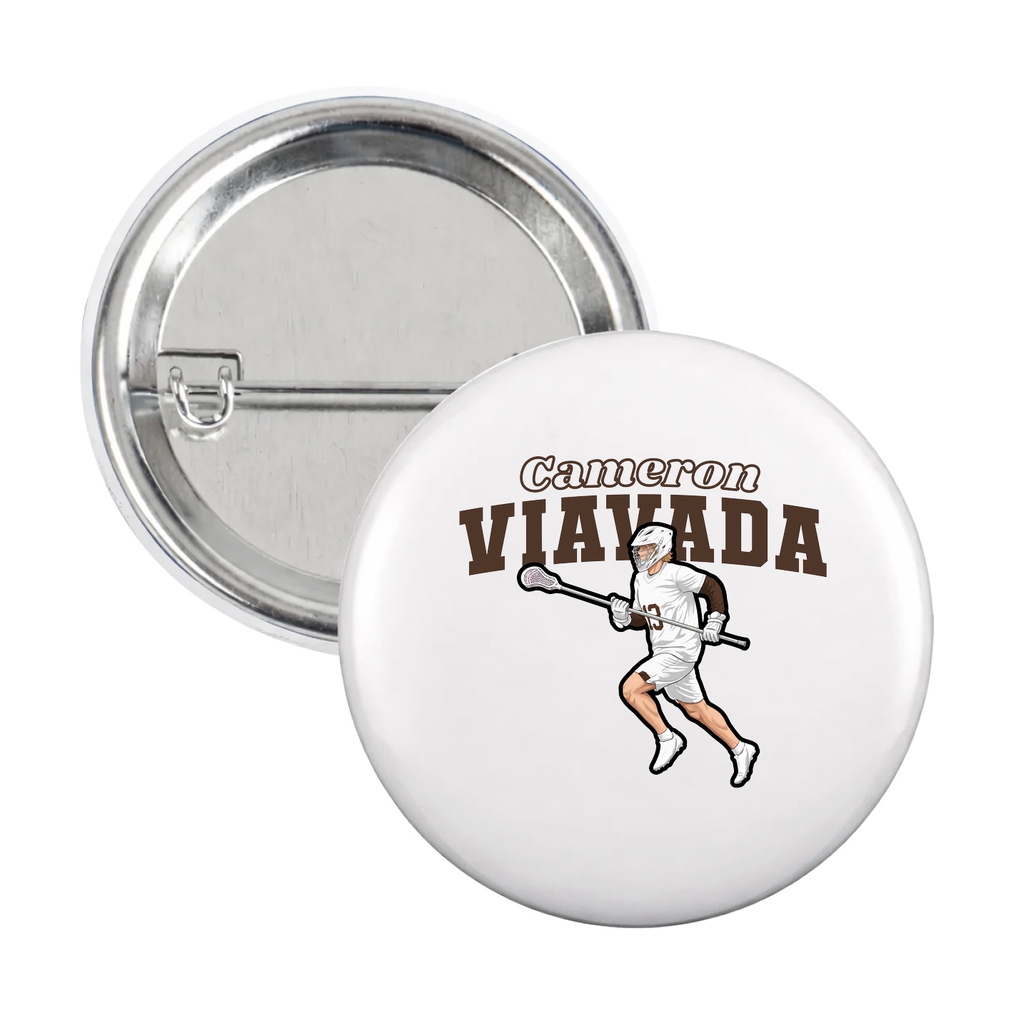 Game Day Button — Name Arch in White