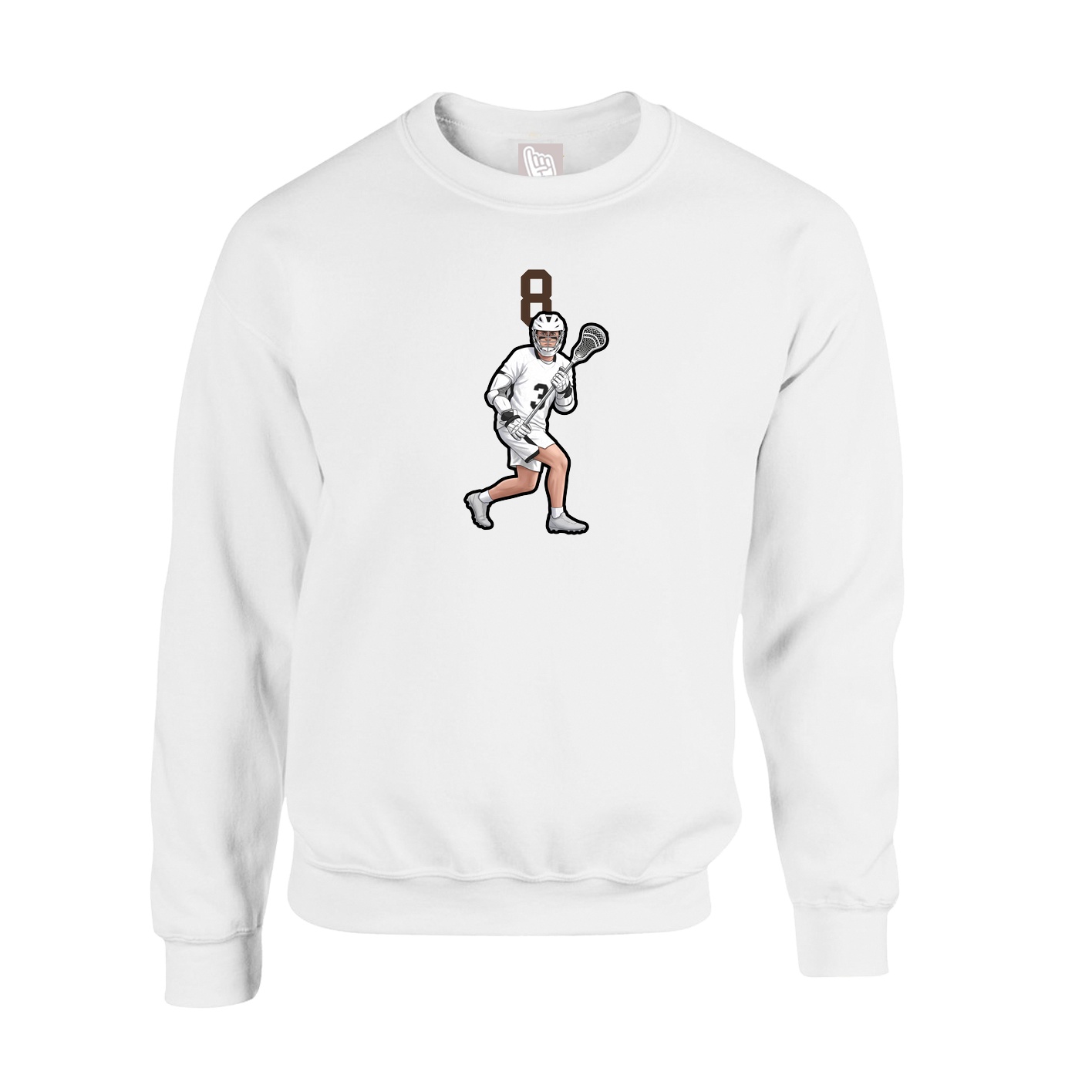 Fleece Crew — Number Top in White