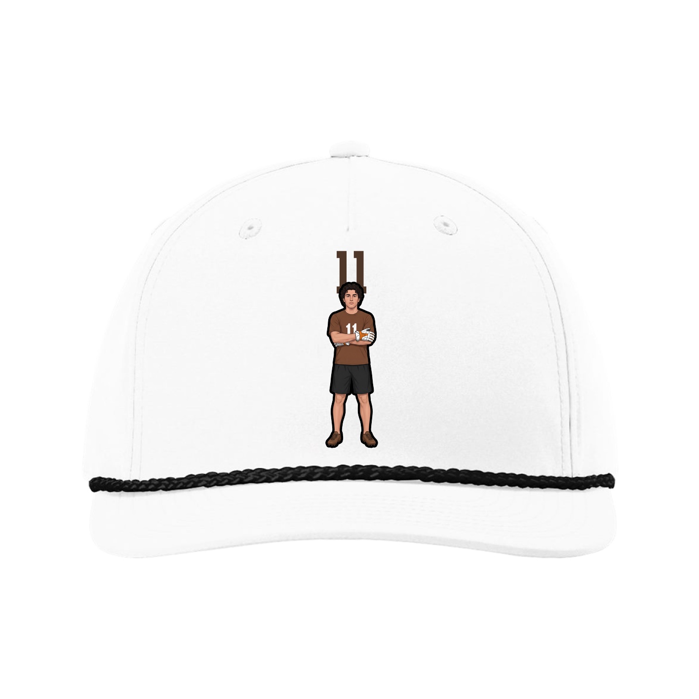 Five-Panel Classic Rope Cap — Number Top in White