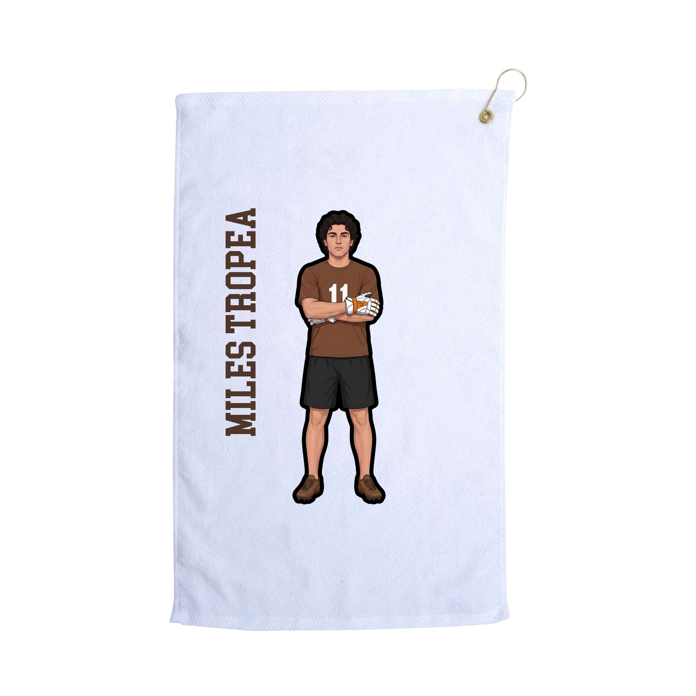 Golf Towel — Name Vertical in White