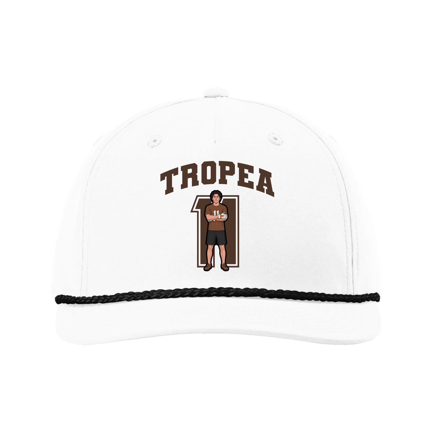 Five-Panel Classic Rope Cap — Number in White