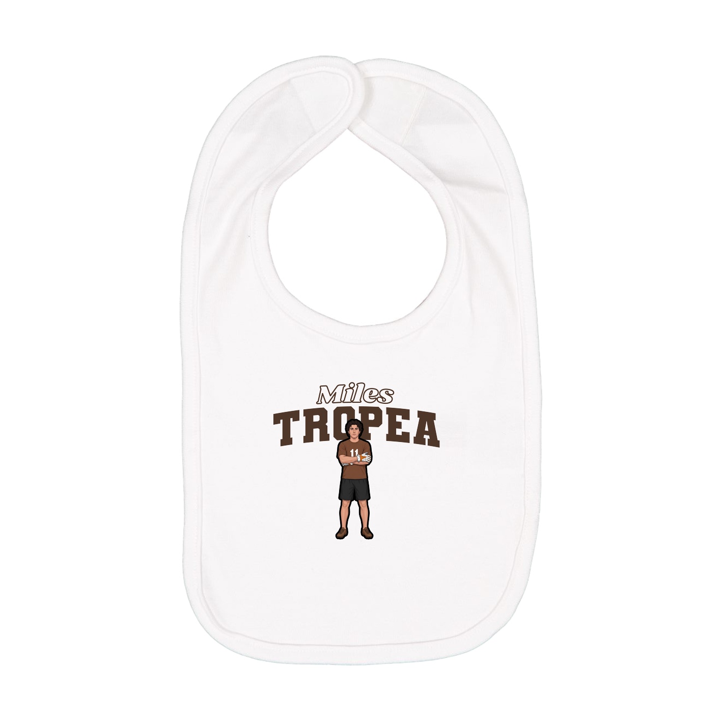 Infant Bib — Name Arch in White