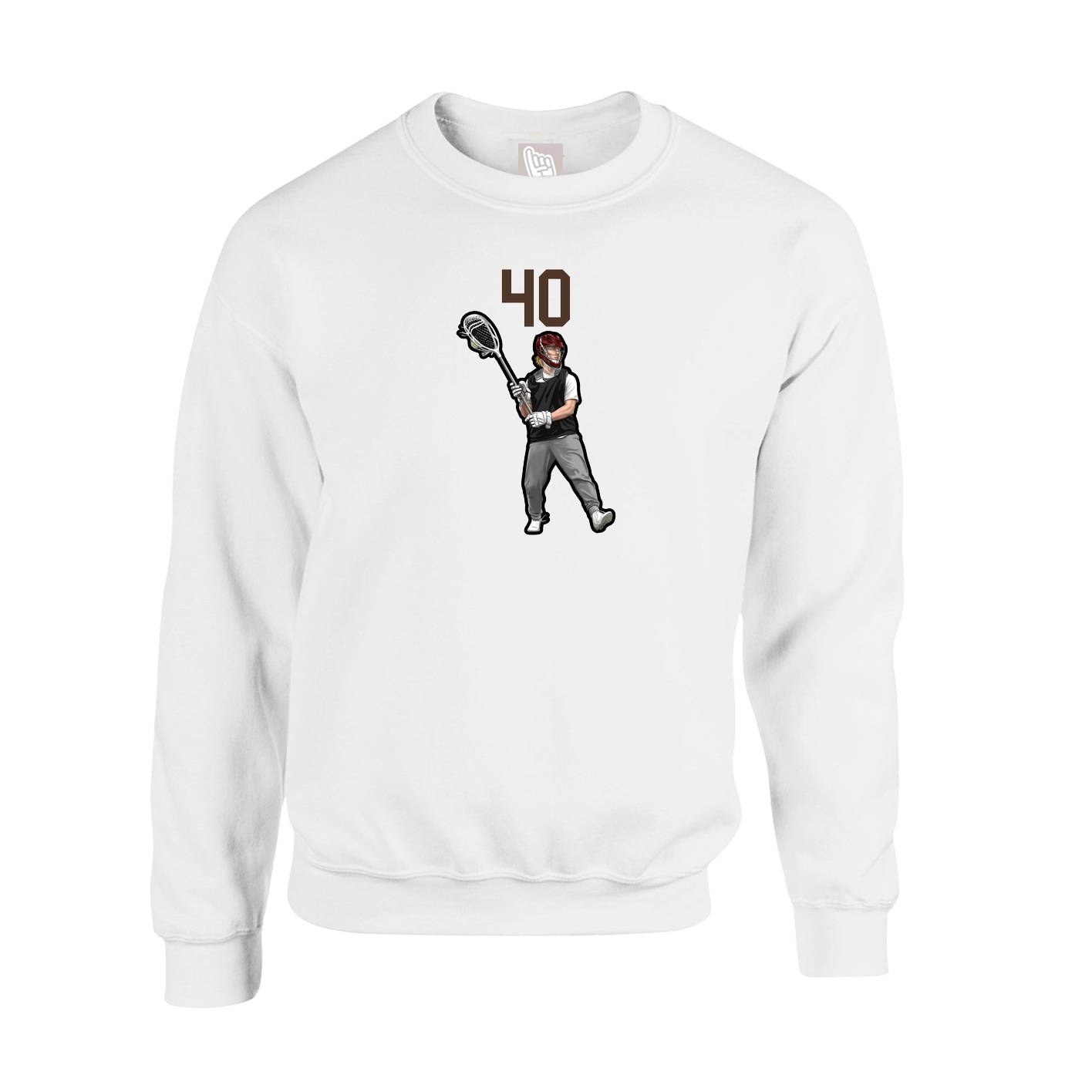 Fleece Crew — Number Top in White
