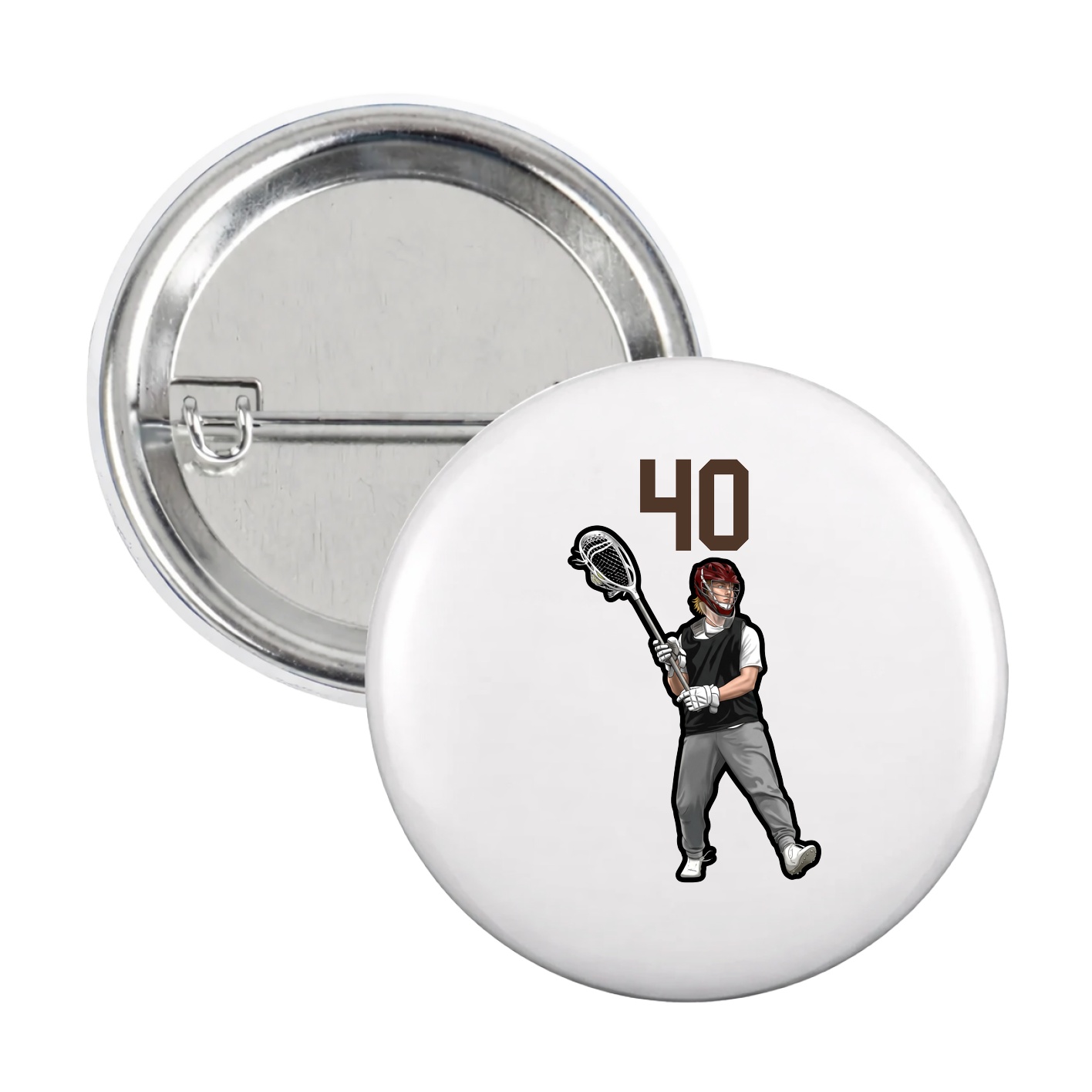 Game Day Button — Number Top in White