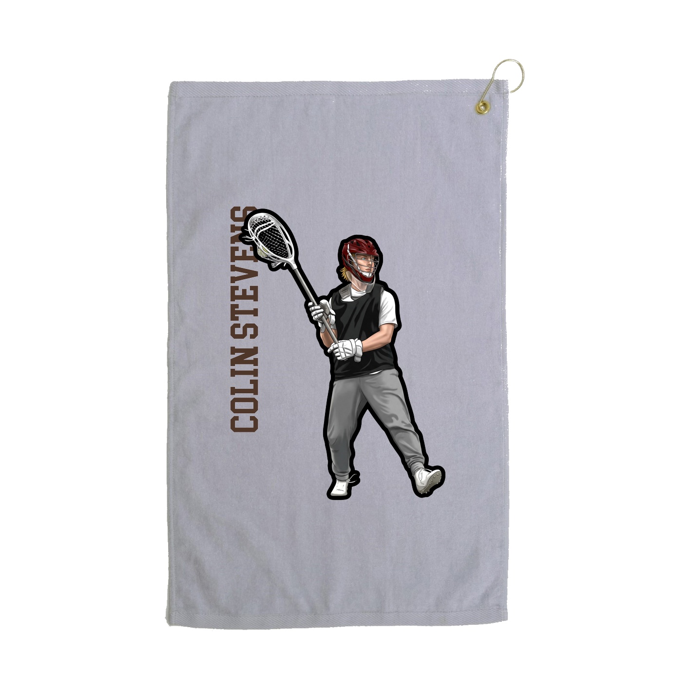 Golf Towel — Name Vertical in Grey