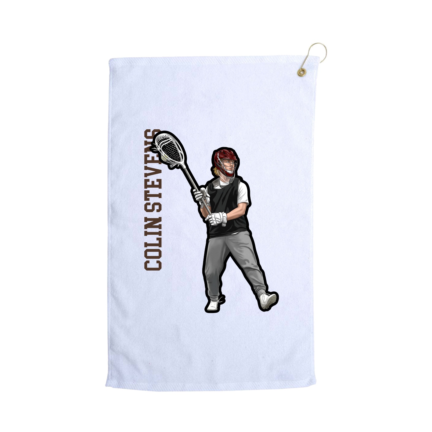Golf Towel — Name Vertical in White