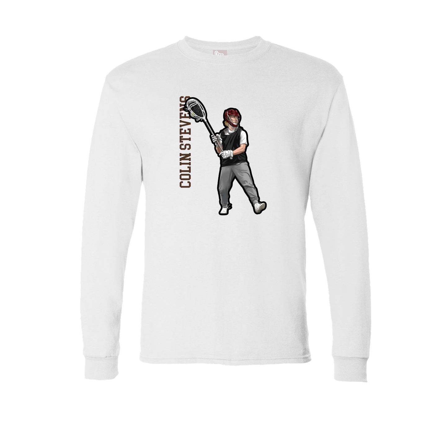 Long Sleeve Tee — Name Vertical in White