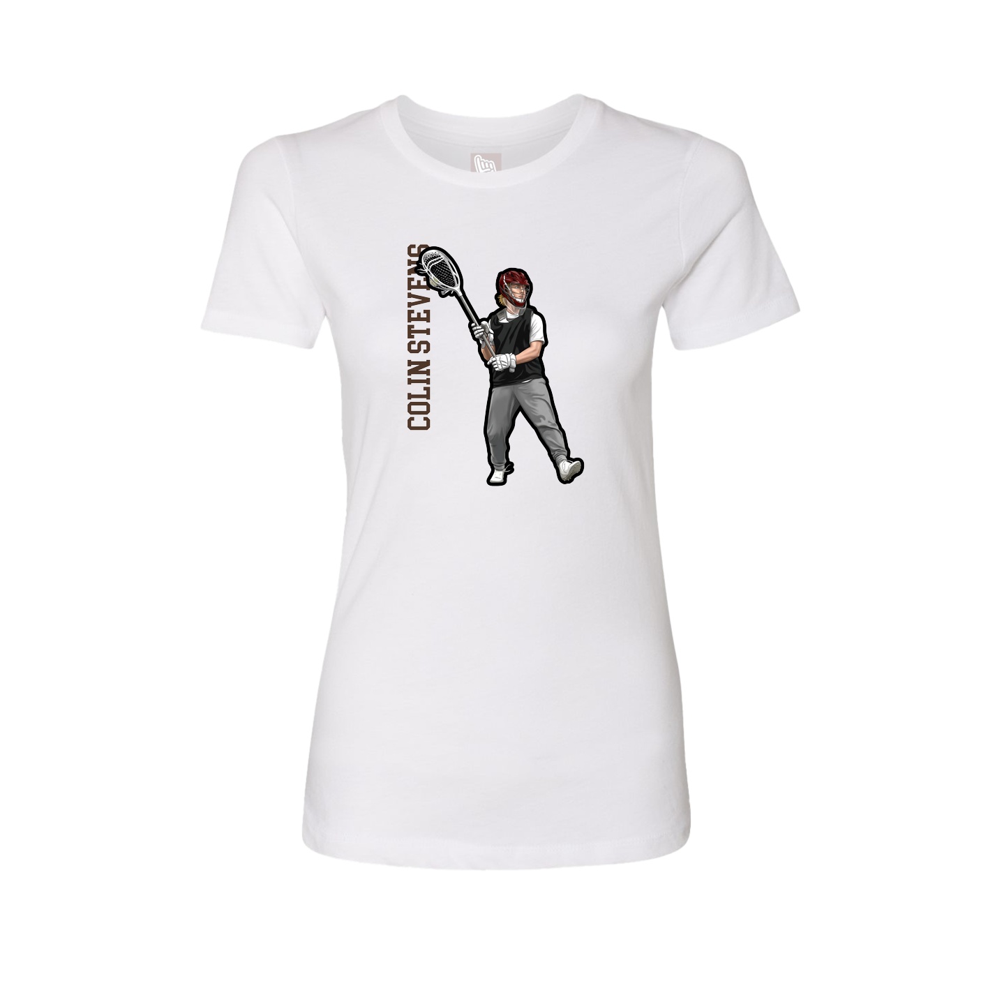 Fitted Women's Tee — Name Vertical in White