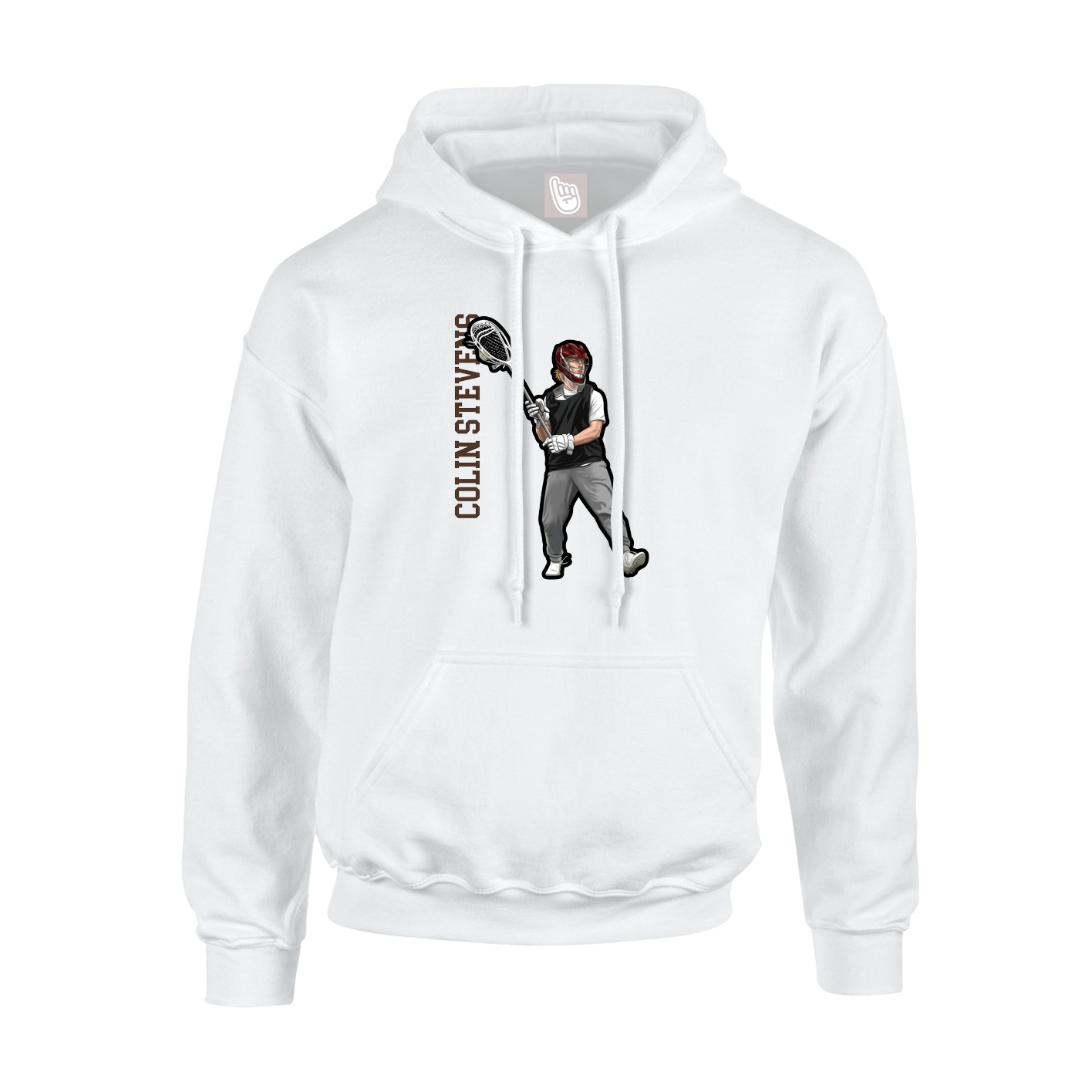 Youth Hoodie — Name Vertical in White