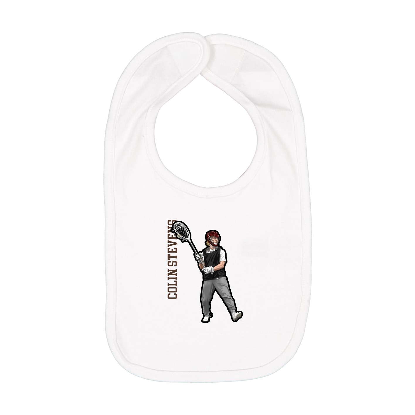Infant Bib — Name Vertical in White