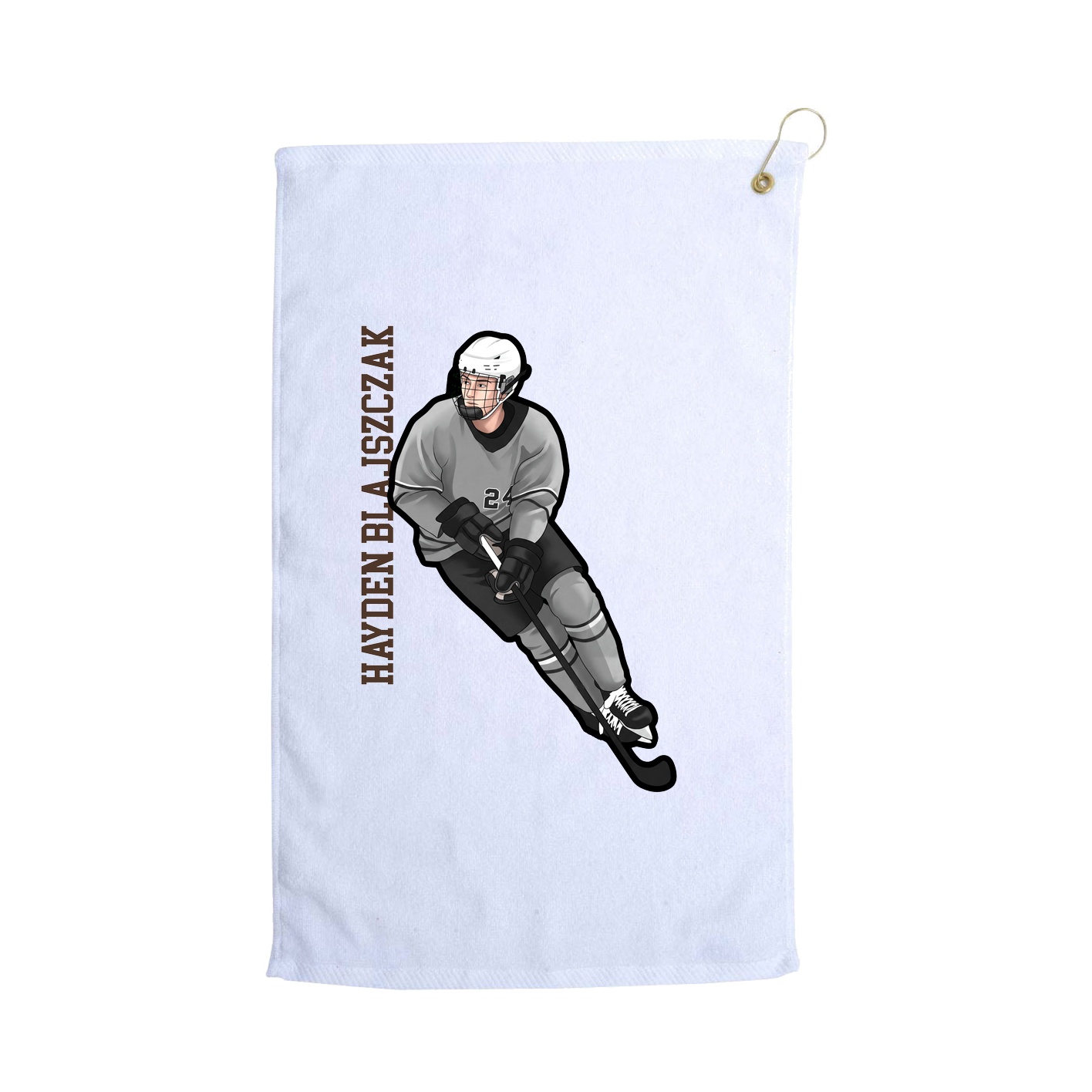 Golf Towel — Name Vertical in White