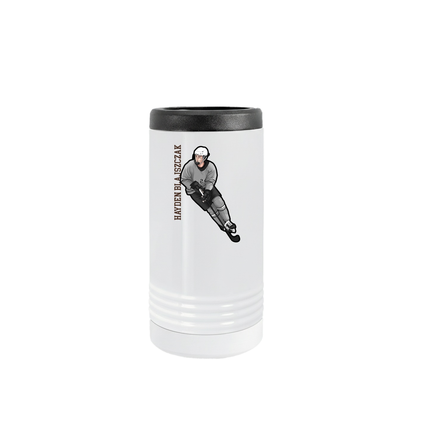 Slim Beverage Holder — Name Vertical in White