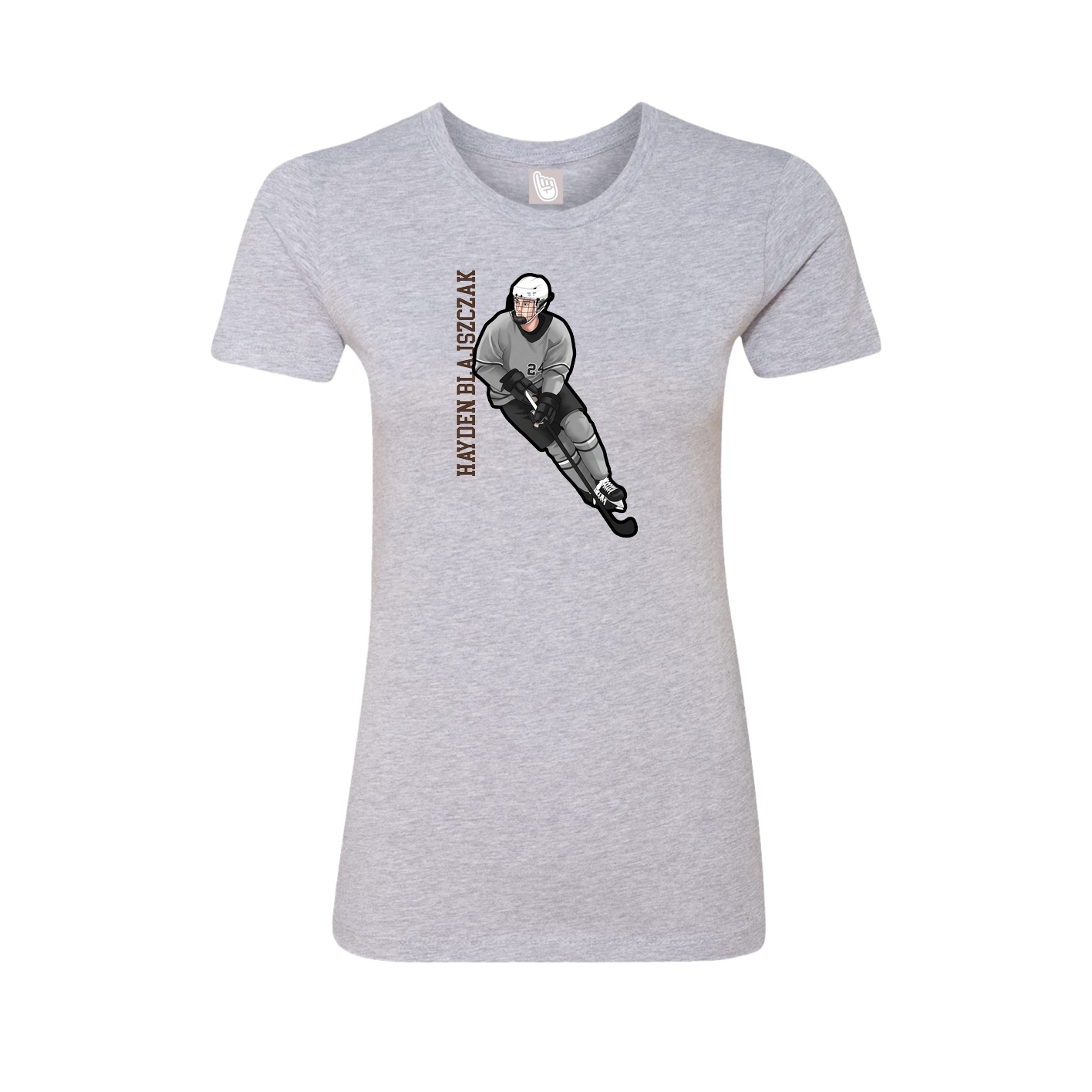 Fitted Women's Tee — Name Vertical in Grey
