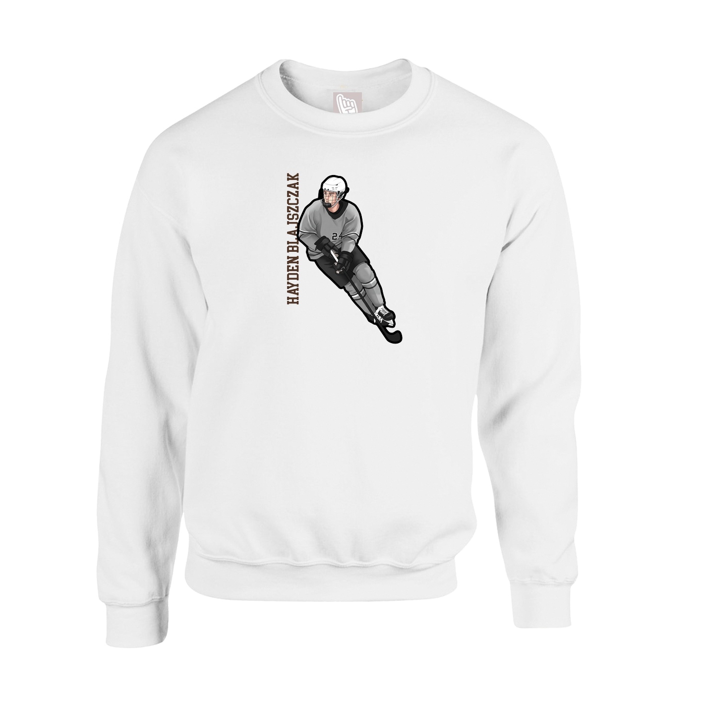 Fleece Crew — Name Vertical in White