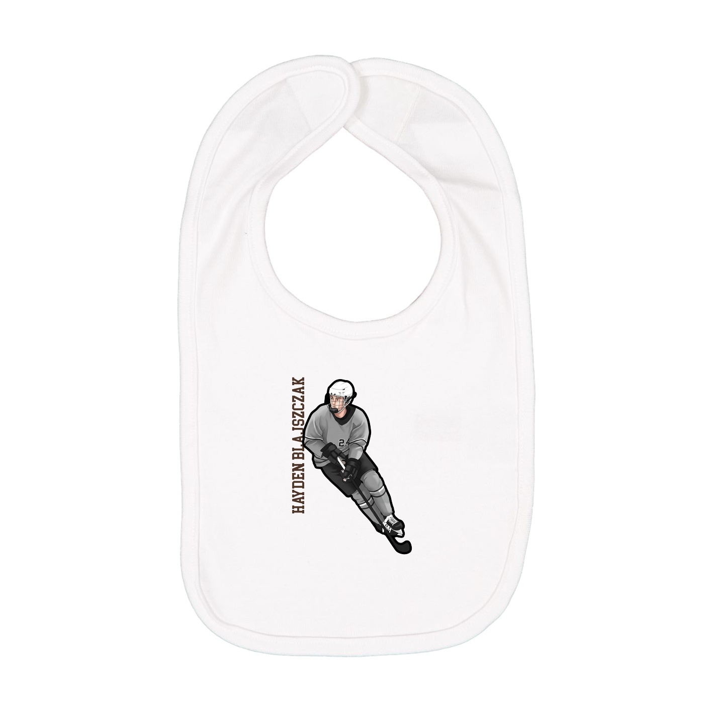 Infant Bib — Name Vertical in White