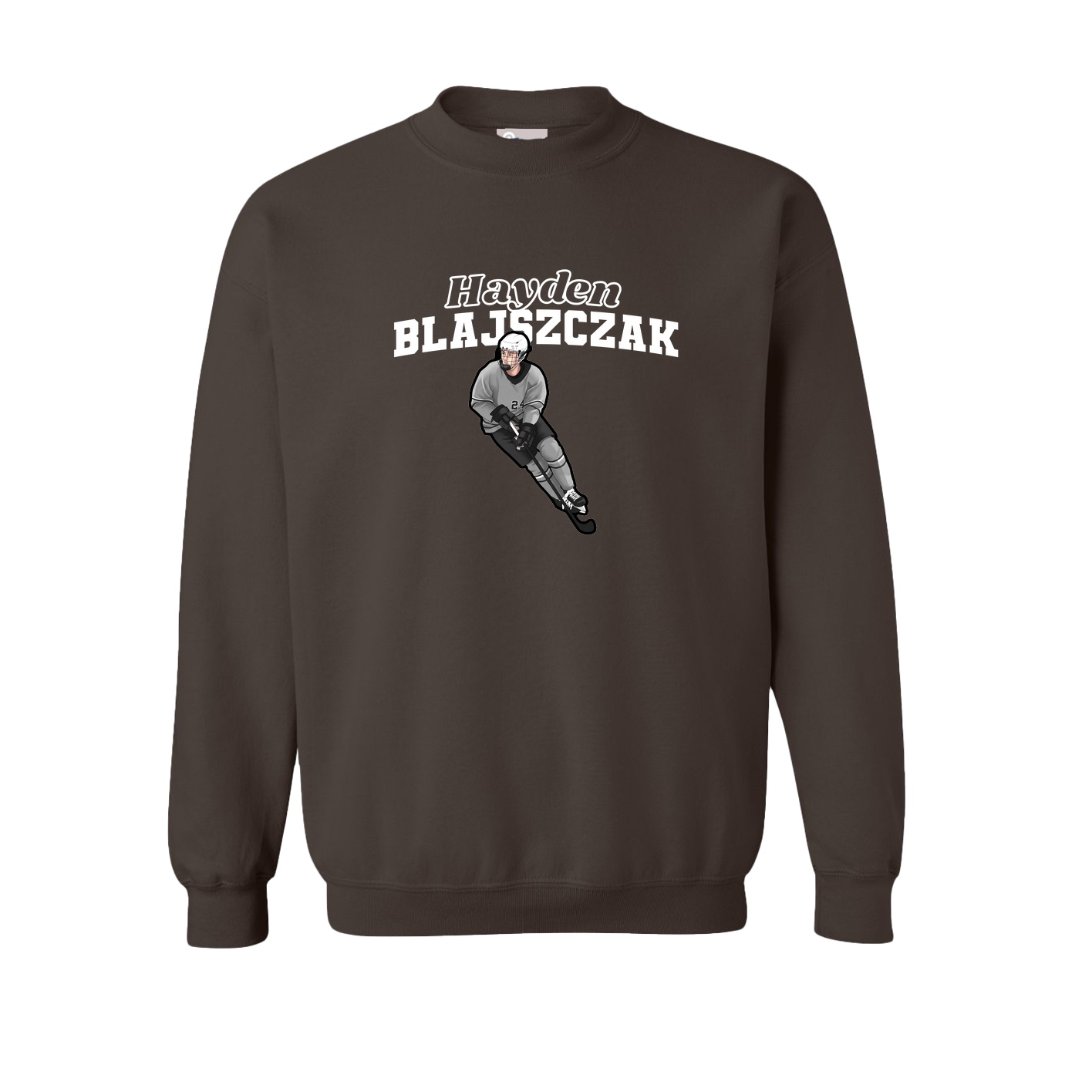 Fleece Crew — Name Arch in Brown