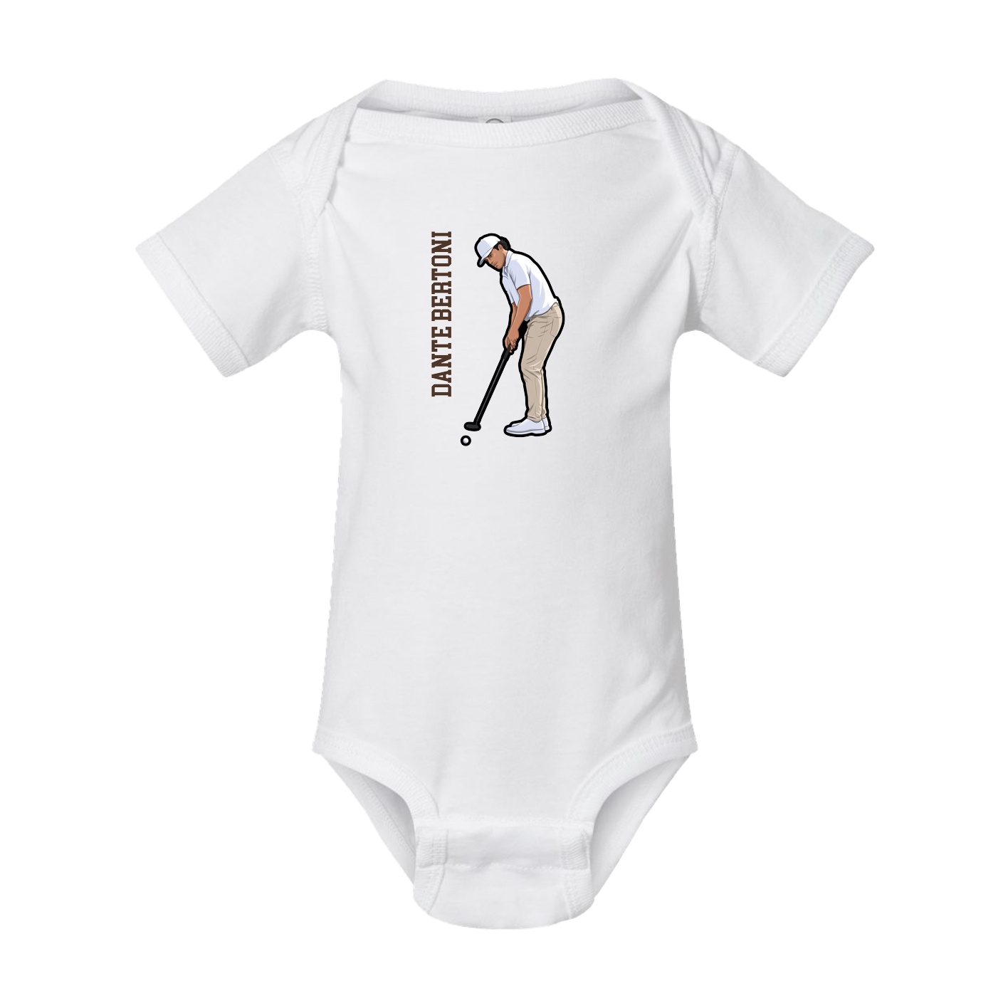 Baby Onesie — Name Vertical in White