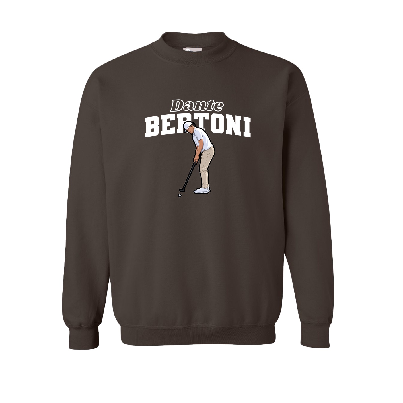 Fleece Crew — Name Arch in Brown