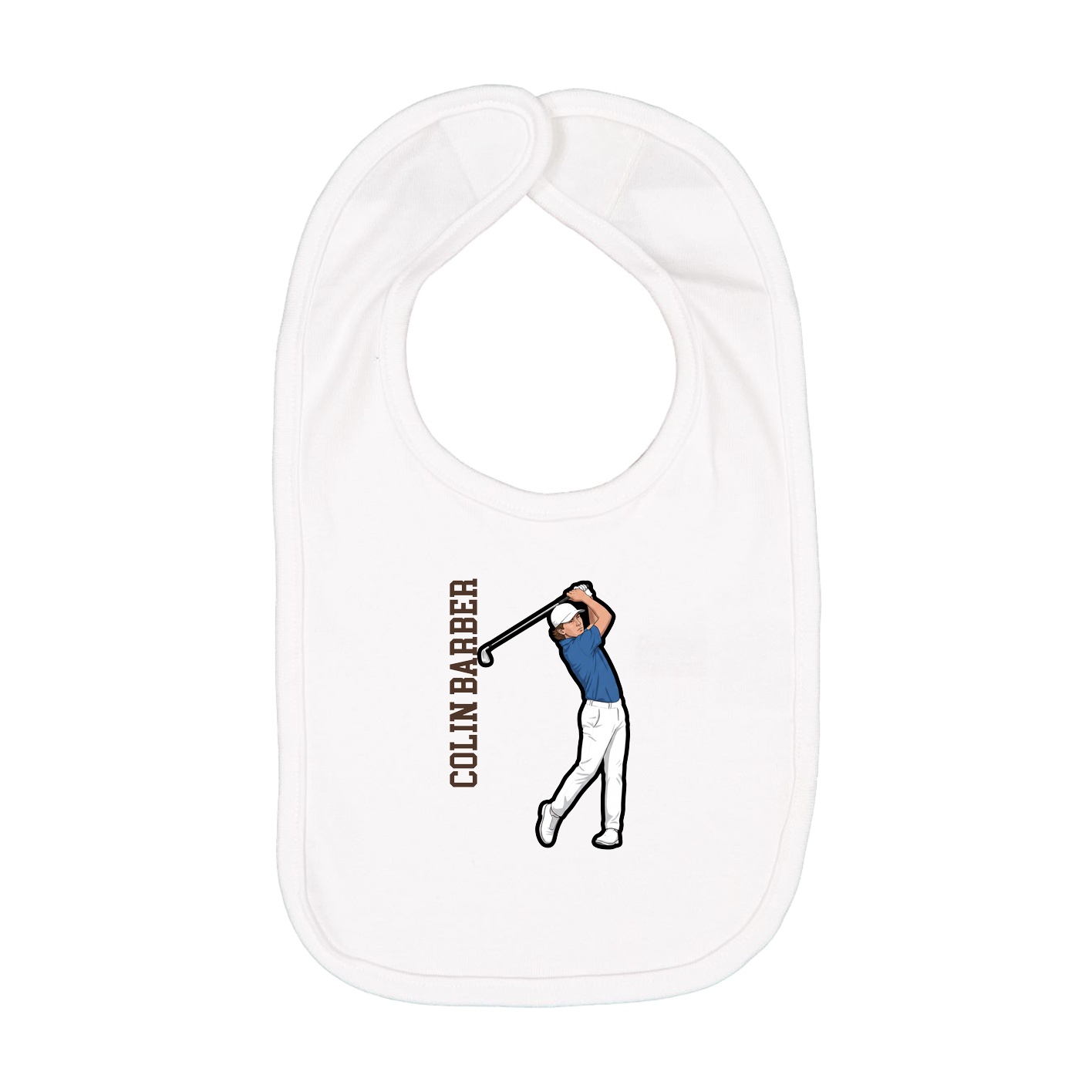 Infant Bib — Name Vertical in White