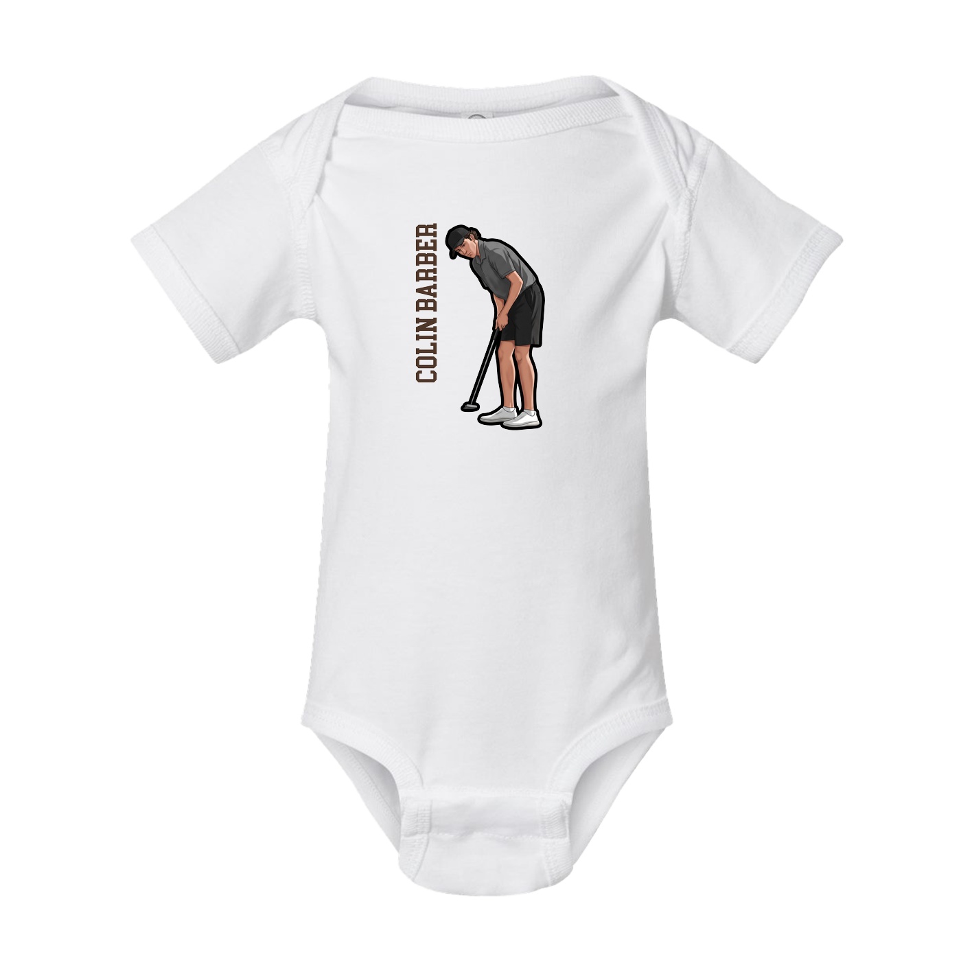 Baby Onesie — Name Vertical in White