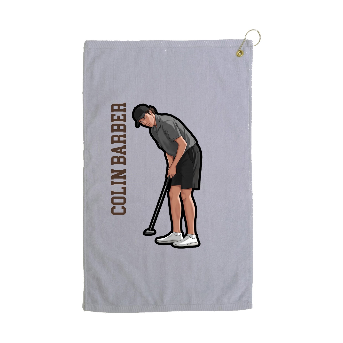 Golf Towel — Name Vertical in Grey