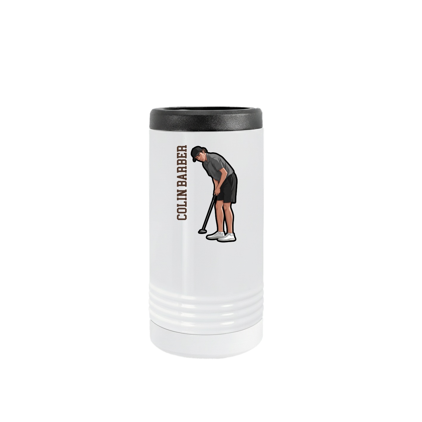 Slim Beverage Holder — Name Vertical in White