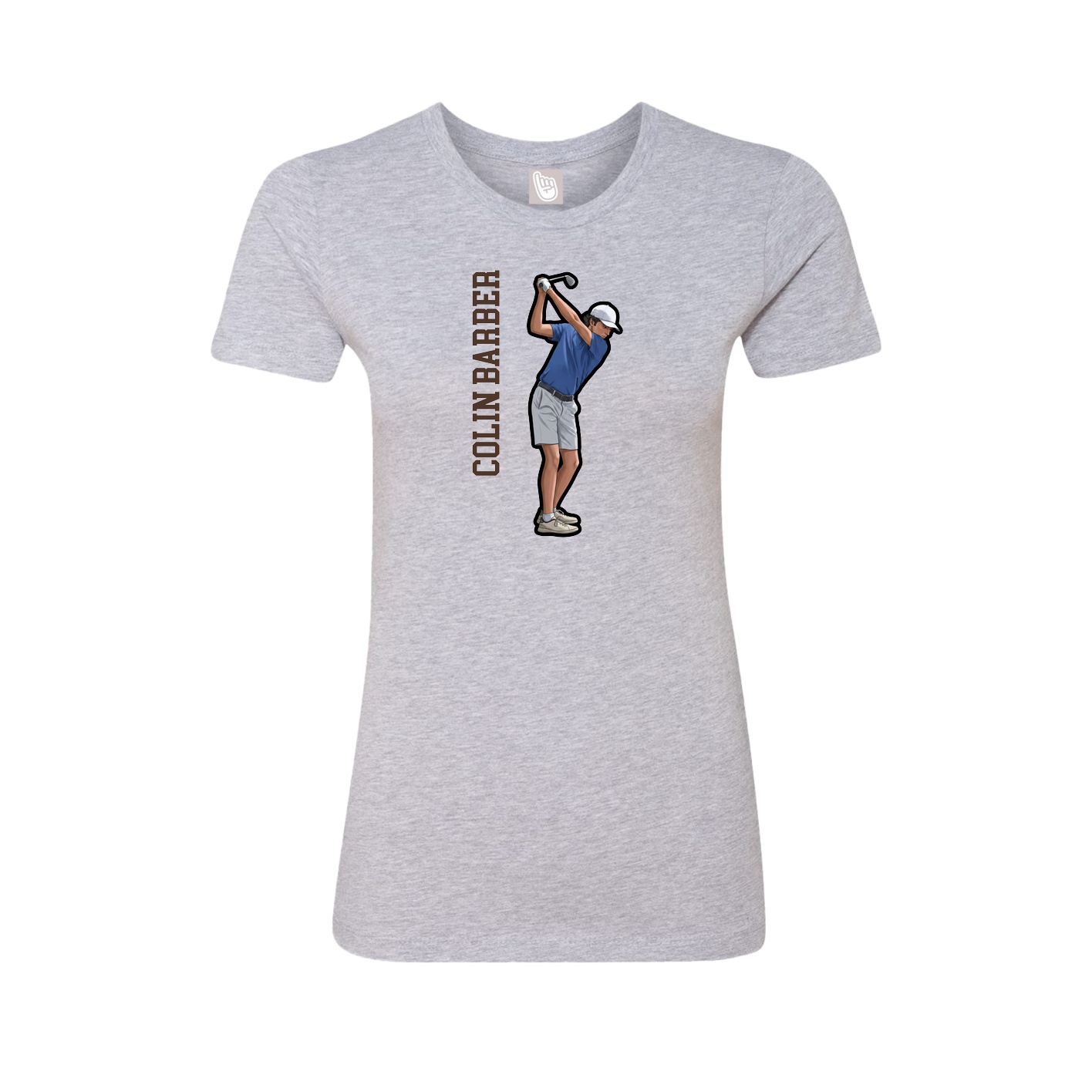 Fitted Women's Tee — Name Vertical in Grey