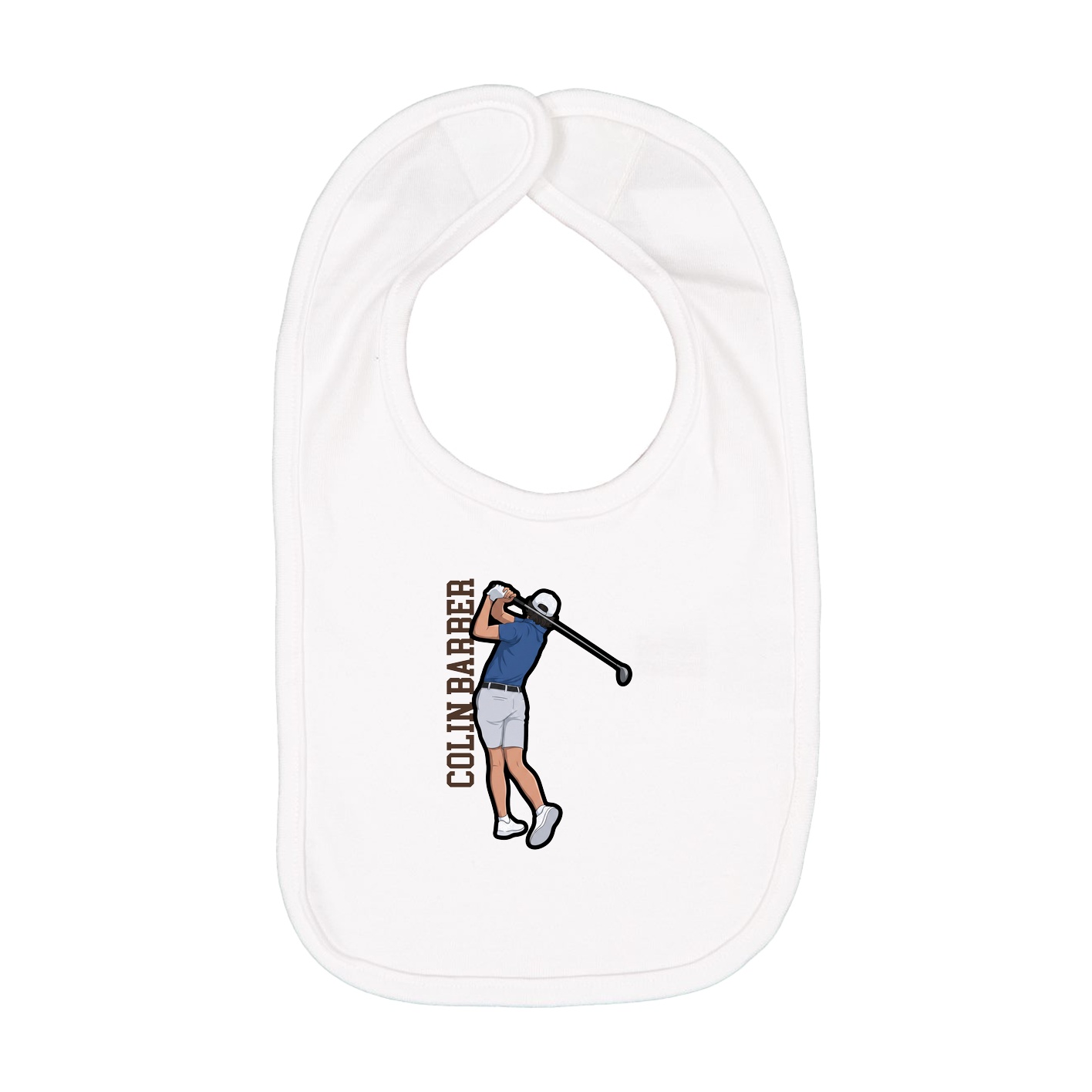 Infant Bib — Name Vertical in White