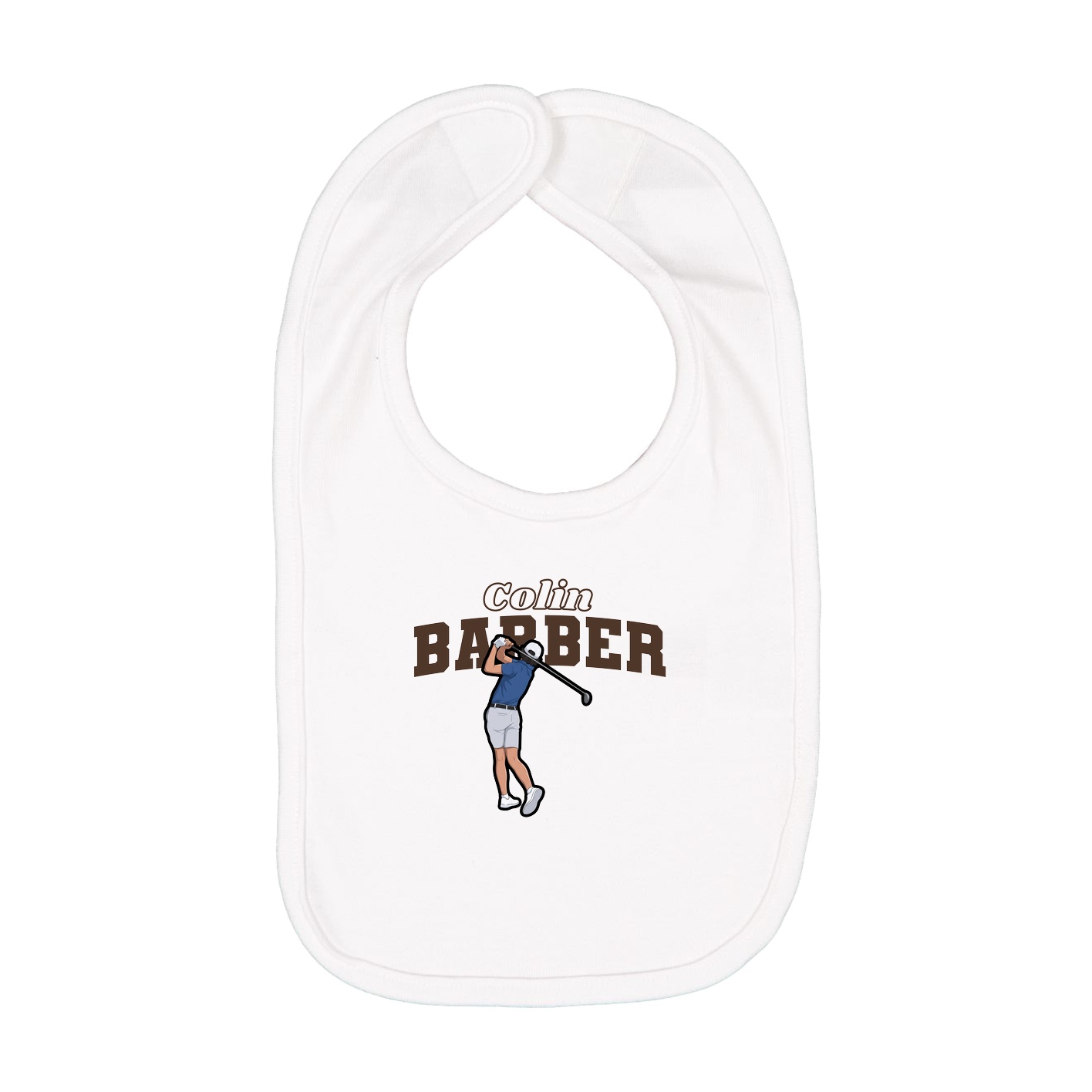Infant Bib — Name Arch in White