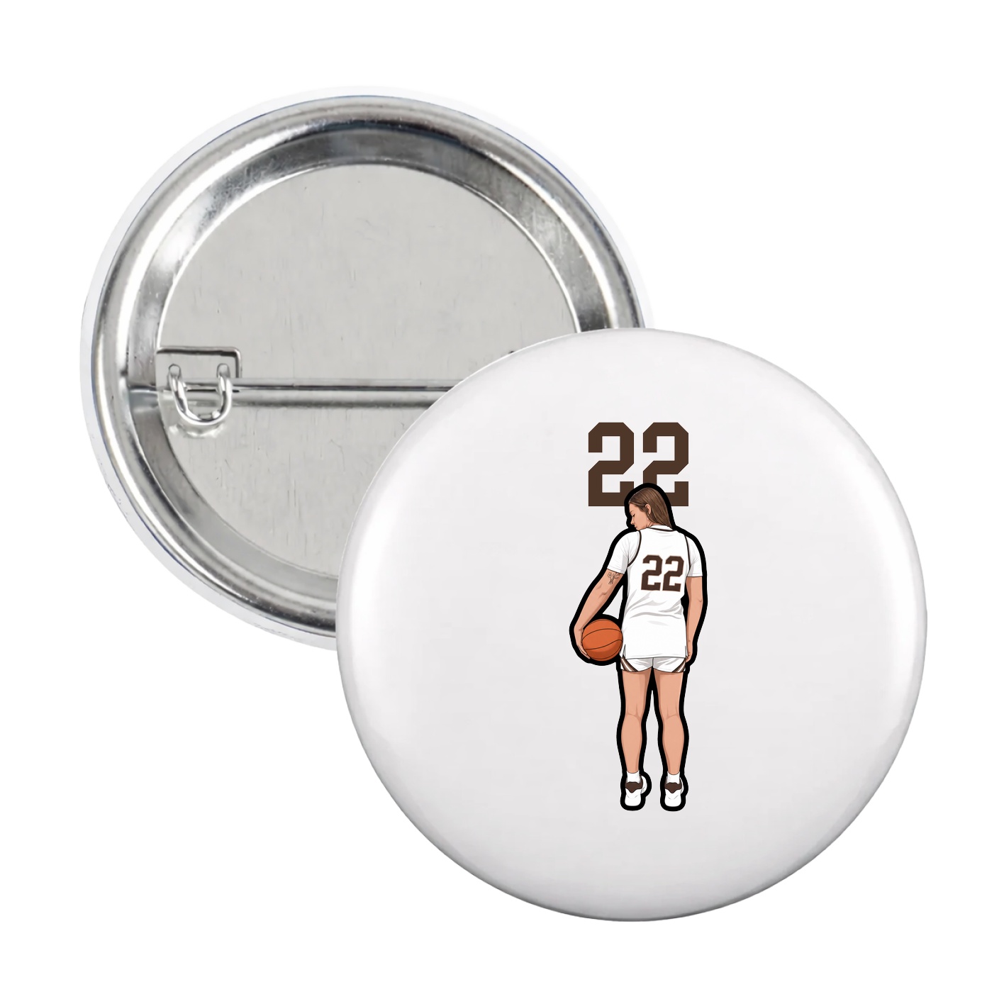 Game Day Button — Number Top in White