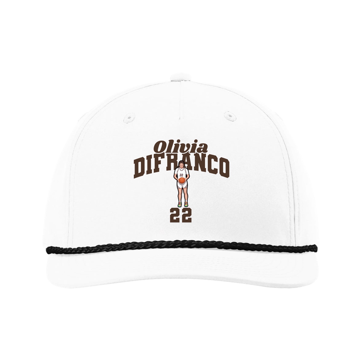 Five-Panel Classic Rope Cap — Signature Arch in White