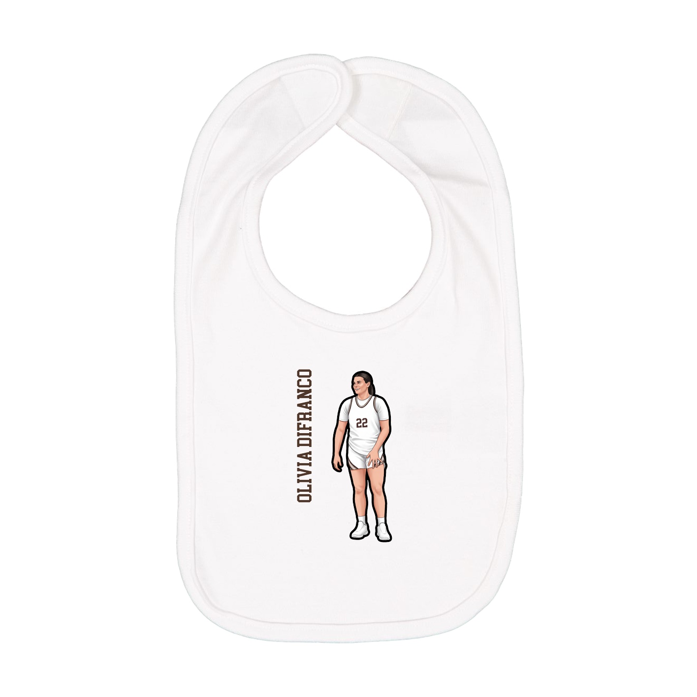 Infant Bib — Name Vertical in White